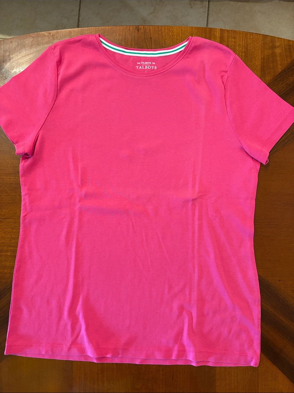 Talbots Women’s Bright Pink Short-Sleeve Crewneck Tee